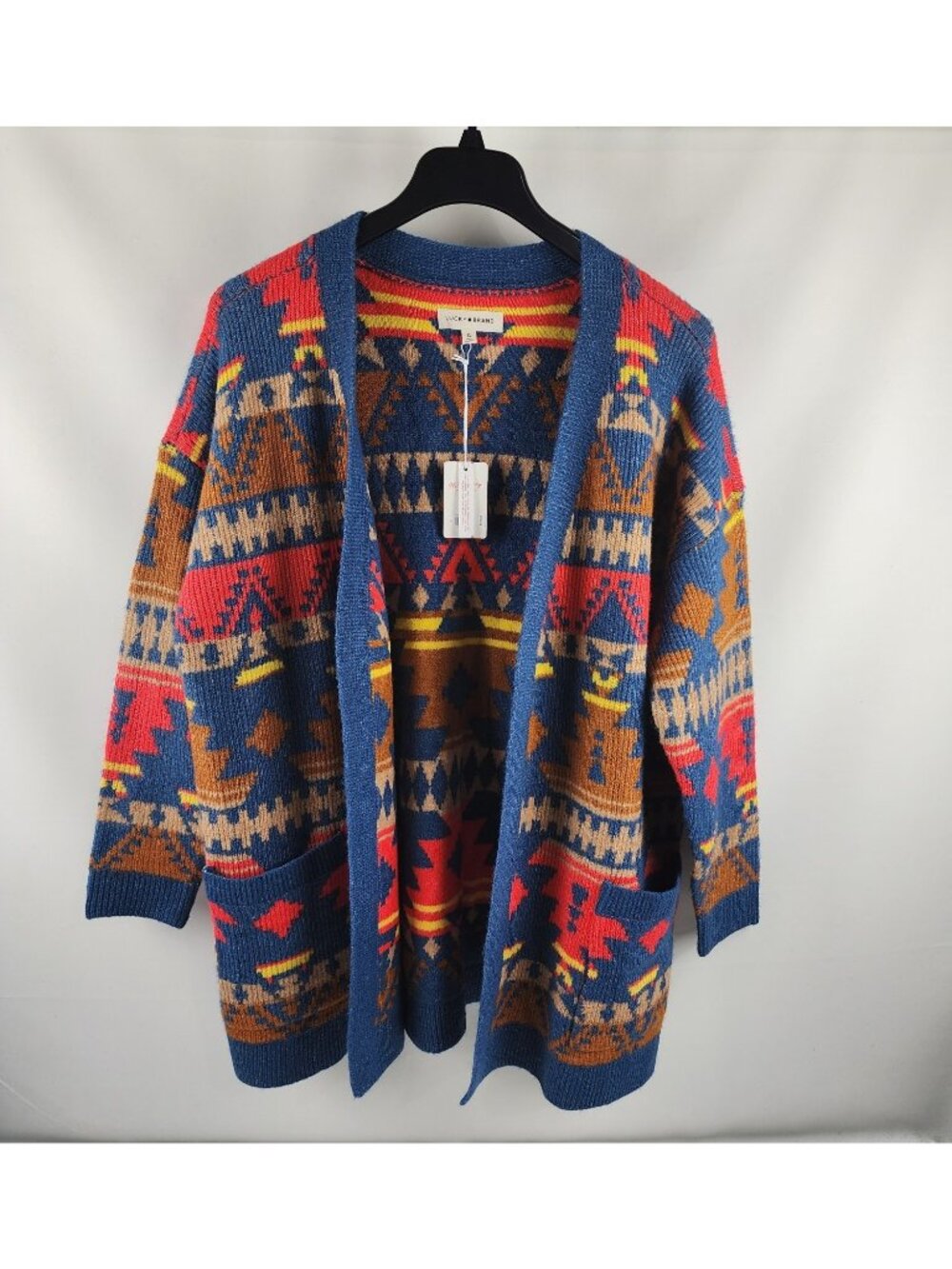 Lucky Brand Sweater Womens XL Multi Southwestern Aztec Print Open Cardigan NWT